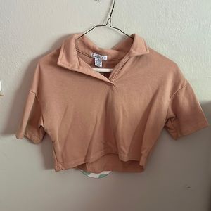 tanish brown short sleeve top with collar